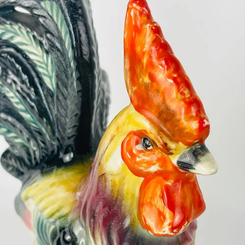 Vintage Ceramic Rooster and Hen Figurine Kitsch Farmhouse Decor